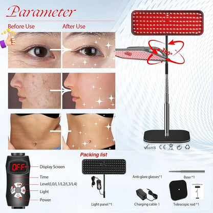 660Nm 850Nm LED Red Light Therapy Panel with Stand near Infrared Therapy Lamp Devices for Body Muscle Relax and Skin Care