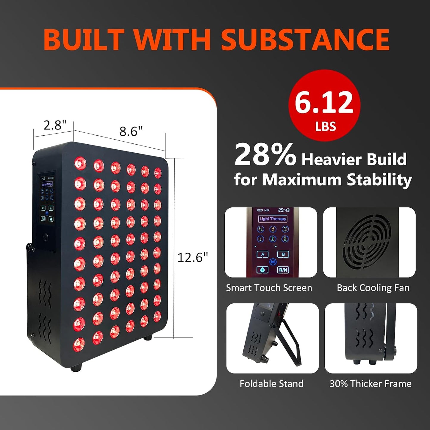 Red Light Therapy Panel, Dual Chip LED 660Nm 850Nm near Infrared Light for Body & Face, High Power Red Light Therapy Device for Muscle Recovery, Joint Pain Relief, Skin Rejuvenation at Home